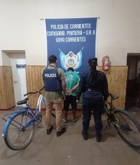POLICÍA RECUPERÓ DOS BICICLETAS: Una persona sospechosa detenida
