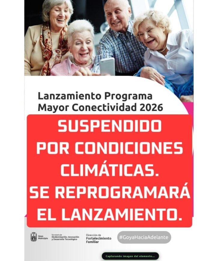 POR EL ESTADO DEL TIEMPO:Suspenden la presentación programa "mayor conectividad" 5ª edición en JUBIPEN