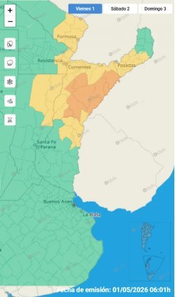 Corrientes: sigue vigente la alerta por lluvias para viernes y sábado para un sector de la provincia