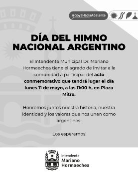 DIA DEL HIMNO NACIONAL ARGENTINO: acto conmemorativo en plaza Mitre