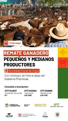 Remate para Pequeños y Medianos Productores en Goya: El IPT continua con la inscripción